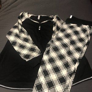 Henley Long-Sleeve Top & Legging PJ Set - 3 Pieces in Black 22/24